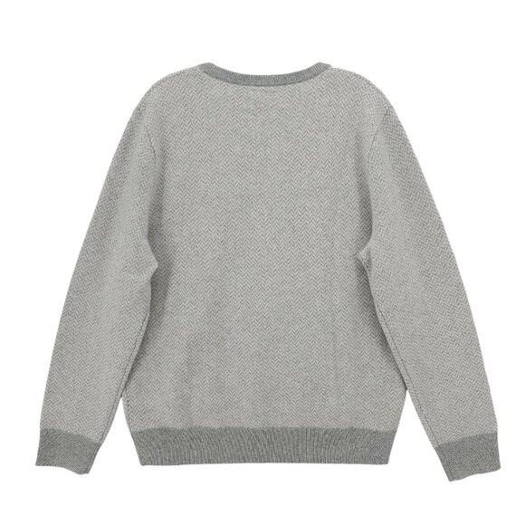 J CREW 100% Cashmere Herringbone Jacquard Crewneck Sweater Gray Men's LARGE - Picture 3 of 9